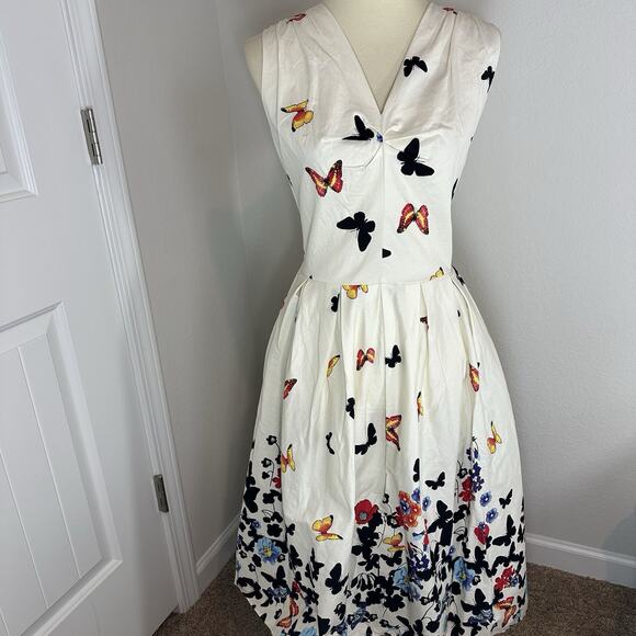 Bella Poque Dress 2XL Butterfly Floral Pockets A-line Cottagecore Rockabilly VTG - Picture 13 of 14